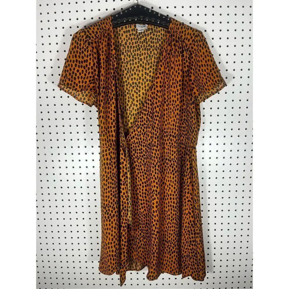 J. Crew Drapey Twill Leopard Wrap Dress size 6